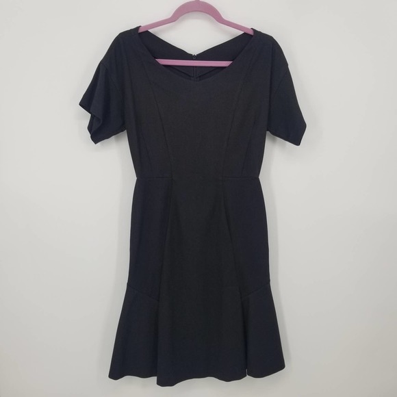 Piazza Sempione Fit & Flare Cocktail Dress 40 US 8 Flounce Hem Short Sleeve NEW - Picture 1 of 9